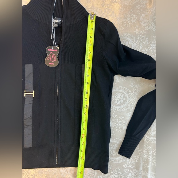 NWT Dollhouse Black Collared Zipper Sweater - Picture 7 of 7